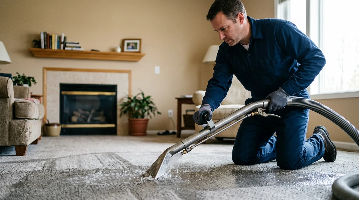 Water damage restoration technician working near Zionsville, PA